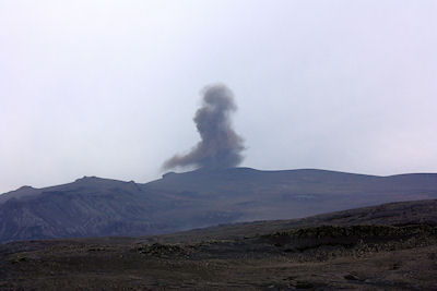 A small ash eruption from Eyjafjöll, photographed on the afternoon of 17 June 2010